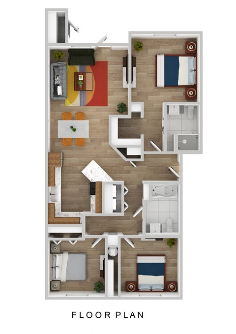 The Grove at Sunset Meadows Apartments in Sisters, Oregon 3 Bed 2 Bath Floor Plan